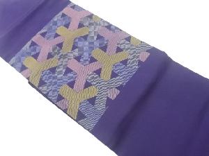 塩瀬変わり亀甲模様刺繍名古屋帯